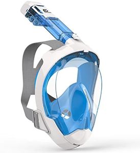 EMSINA Snorkel Mask- Large Air Inlet/Latest Dry Top Breathing System, Fold 180 Degree Panoramic View Full Face Snorkel Mask Anti-Fog Anti-Leak with Camera Mount,Snorkeling Gear for Adults (Blue-S) …