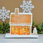 Mr Crimbo Gingerbread House Christmas Decoration Light Up Yellow LED Ornament Resin 25cm