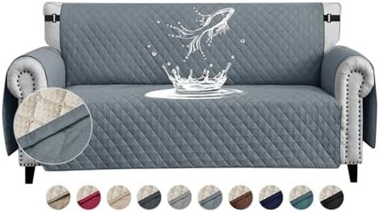 FIGOOO Funda de Sofá Impermeable 3 Plazas Antideslizante con Correas Elásticas Protector para Sofá Acolchado Reversible para Mascotas Perros Gatos,Gris-Azul