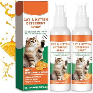 2 Pcs Cat Deterrent Spray Indoor,Natural Cat Repellent Spray Indoor & Outdoor,No Trace Formula Protects Furniture, Sofas, Rugs,Garden