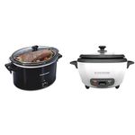 Hamilton Beach Extra-Large Stay or Go Slow Cooker, 10 Quart Capacity, Black, 33195 & BLACK+DECKER 2-in-1 Rice Cooker & Food Steamer - 6-Cup Capacity, Automatic Keep Warm