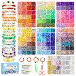 Fournine 23,000 Pcs Clay Beads Bracelet Making Kit, 144 Colors 7 Boxes Friendship Jewellery Bracelet Making Kits,Flat Polymer Clay Heishi Beads Set for DIY Craft Gifts for Teen Girls.