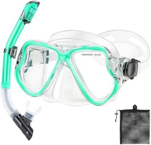 PIYAZI Snorkeling Gear for Adults Kids, Dry Snorkeling Set, Panoramic Anti-Leak and Anti-Fog Tempered Glass Lens, Adjustable Strap Snorkel Set with Mesh Bag Ear Plug for Snorkeling Scuba Diving Travel