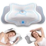 Scozkc Cervical Neck Pillow for Sleeping - Memory Foam Contour Pillow for Neck Pain Relief, Orthopedic Pillow with Breathable Ice Silk Cover, Ergonomic Support for Side and Back Sleepers（White）