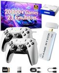 2026 New Retro Gaming Console, Retro Gaming Stick with 20,000+ Classic Game and 23 Game Emulators, Plug & Play 4K HDMI Output Game Console Stick with Dual 2.4G Controllers (64GB) for Christmas gifts (White)