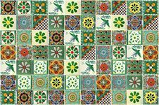 100 Mexican Tiles 4x4 Handpainted Hundred Pieces Green Designs Backsplash