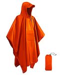 Victoper Waterproof Poncho Adult, Lightweight Reusable Rain Poncho Adult Waterproof for Outdoor Hiking Camping Cycling Traveling Waterproof Raincoat with Emergency Grommet Corners Orange