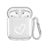 Newseego Protective Case Compatible with Airpods 1/2, Clear Silicone Case Cover for AirPods 1&2 with Heart Design and Keychain Flexible Anti-dust Shockproof Case for AirPods 1&2 for Girls-Transparent