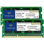 Timetec 16GB Kit (2x8GB) DDR3L/ DDR3 1600MHz PC3-12800 Unbuffered Non-ECC 1.35V CL11 2Rx8 Dual Rank 204 Pin SODIMM Laptop Notebook Computer Memory RAM Module for Intel and AMD