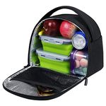 Gloppie Insulated Lunch Bags Lunch Box Cooler Bags Black Lunch Tote Bag for Bento Box, On The Go, Work, Office, Picnic