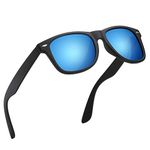 wearPro Polarised-Sunglasses-Mens-Womens-UV400-Protection Rectangular Sunglasses Retro Black Sun Glasses Unisex Classic Ultralight Shades For Cycling Driving Fishing(Light Blue/Mirror)