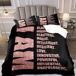LUVIVIHOME 2PCS Rose Gold & Black Comforter Set, Twin Comforter, African American Black Girl Magic Bedding Quilt, Pink Bedroom Decor for Teenage Girls, Inspirational Gifts for Women, 1 Pillow Sham
