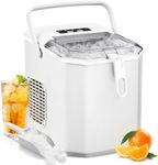 Antarctic Star Countertop Ice Maker, S/L Bullet Ice, 28lbs/Day, 9 Ice Cubes in 6 Mins, Portable Ice Machine with Ice Scoop and Handle, Self-Cleaning, One-Click Operation, for Kitchen Office Home White
