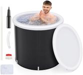 Goplus Inflatable Ice Bath Tub, Portable Cold Water Therapy Tub w/Cover, 6 Sturdy Support Rods, Inflator, Outdoor Freestanding Soaking Tub Ice Plunge Pool for Adults Athletes Muscle Recovery