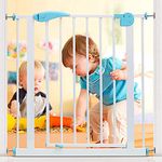 Safe-O-Kid® Bannifence Pure Metal Baby Safety Gate with 1 Year Warranty, (75-95 cm) Adjustable, 2 Way Auto Close, Barrier for Stairs, Door and Hallways, Barrier Fence-Blue