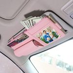 Car Visor Organizer for Auto Interior Accessories - Sunvisor Organizers with Glasses Holder and Picture Frame, Cute Car Visor Accessories for Women, Car Essentials for Truck You Must Have - Pink