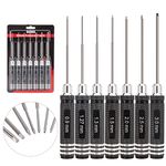 INJORA 7 PCs RC Hex Screw Driver Set, RC Car Tool Kit 0.9, 1.27, 1.3, 1.5, 2.0, 2.5, 3.0 mm Hexagon Allen Screwdriver Wrenches Sets, RC Repair Tool Kit for RC Model Car Helicopter Drone Boat