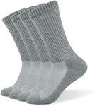 Well Knitting Diabetic Socks for Men & Women, Coolmax Medical Circulation Crew Mid Calf Socks with Seamless Toe, Non-Binding Top, and Padded Sole, 4 Pairs (Grey,L)