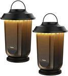 Olafus Outdoor Bluetooth Speakers 2 Packs, 40W True Wireless Stereo Patio Speaker Dual Pairing Lantern Speaker, 20 Warm White LED, Rich Bass for Garden Yard Camping