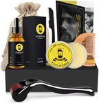 Beard Grooming Kit For Men, Beard Care & Growth Kit For Men, Beard Kit With Beard Growth Oil, Beard Balm, Beard Derma Roller, Beard Comb, Eyebrow Trimmer(5pcs), Beard Gifts For Men