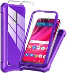 Mocotto for BLU View 4 Phone Case with Tempered Glass Screen Protector,Slim Soft Silicone Full-Body Protective Case for BLU View 4 (B135DL) (Purple)