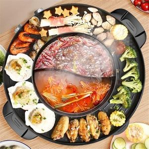 CEOOL Electric Hot Pot with BBQ Grill - 2000W Dual Temperature Control, Smokeless Korean BBQ & Hot Pot Cooker, PFOA & BPA Free,Black