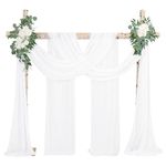 Wedding Arch Draping Fabric 4 Panels 28"x20ft White Chiffon Curtain Drapes, Sheer Backdrop Curtain Wedding Arch Decorations, Ceiling Drapes for Wedding Ceremony Bridal Show Party Ceiling Decor