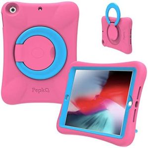PEPKOO Kids Case for iPad 9.7 2017/2018 - Lightweight Shockproof Handle Stand Rugged Cover for Apple iPad 6th Generation/5th Gen/Air/Air 2 (Pink/Blue)