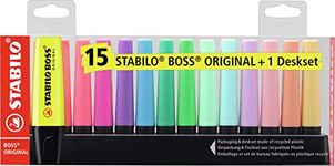 STABILO - Highlighters - Office Set of 15 - Highlighters Colors 9 Fluo and 6 Pastel