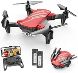 DEERC D20 Mini Drone for Kids with 720P HD FPV Camera Remote Control Toys Gifts for Boys Girls with Altitude Hold, Headless Mode, One Key Start Speed Adjustment, 3D Flips 2 Batteries, Red