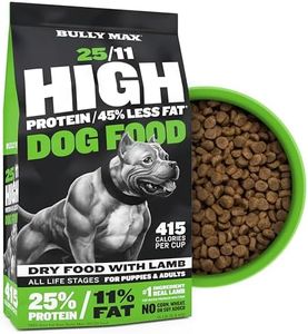 Bully Max 25/11 High Protein & Low Fat Dry Lamb Dog Food for Puppies and Adult Dogs - Chicken-Free Lamb Flavor - Natural Puppy Food for All Ages, Small and Large Breeds - Large Kibble Size, 15 lb. Bag