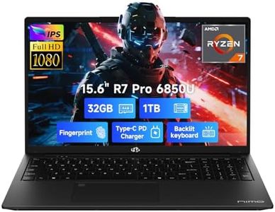NIMO 15.6" Light-Gaming-Laptop, 8 Cores AMD Ryzen 7 Pro 6850U 32GB LPDDR5 RAM 1TB SSD (Beat i7-1360P Up to 4.7GHz) AMD Radeon 680M GPU IPS FHD Computer with 100W Type-C Backlit Keyboard Fingerprint