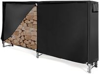 GiantexUK 4FT/5FT/6FT/8FT Firewood Rack with Waterproof Cover, Metal Log Storage Rack Holder with Vent and Handle, Indoor Outdoor Fireplace Wood Storage Shelf Stand for Garden Backyard (192x35x123cm)