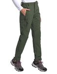 BALEAF Women's Hiking Pants Waterproof Fleece Lined Cold Weather Insulated Ski Snow Pant Warm Winter Soft Shell Army Green M