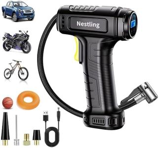 Nestling sans Fil Compresseur à Air 12V,150PSI Gonfleur Pneus Voiture, Pompe à Air Électrique,avec Lumière LED et 4 Buses pour Moto,Vélo,Boules