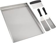 WELL GRILL 45 x 30 cm Stainless Steel Plancha Grill Plate & Spatula & Scraper Set for Napoleon Rogue and Most Gas Grills and Charcoal Grills, Universal BBQ Grill Pan Grill Tray