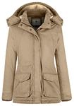 WenVen Women's Winter Parka Plus Size Thicken Warm Sherpa Jacket (Khaki, 3XL)