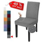 YEMYHOM Latest Checkered Dining Chair Slipcover Parsons Chair Furniture Protector Stretch Chair Covers for Dining Room, Restaurant, Kitchen, Party (1 Pack, Light Gray)