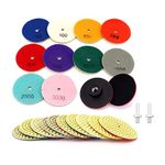 Yuhtech 12 Pcs 4 Inch 100mm Diamond Polishing Pad Wet Polishing Wheel Set for Granite Concrete Stone Ceramic