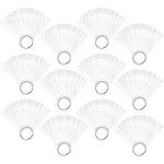 Hedume 12 Set Total 600 Tips Clear Nail Swatches Sticks with Metal Screw Split Ring Holder, Transparent Fan-shaped Nail Art Tips, Nail Art Supplies for Nail Art Polish Display and Home DIY