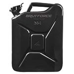 BRUTFORCE UN Certified 20 Ltr Metal RED Jerry Can or Fuel tank for Generators, 4x4, Jeeps and Other Vehicles with BRUTFORCE Mobile Pop up And Sticker (Black, 20 Ltr)