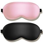 Silk Sleep Mask, Sleeping Eye Mask, Blackout Eye Covers, Daytime Travel Silk Eye Mask Night Sleeping Mask for Women Men (Pink+black)