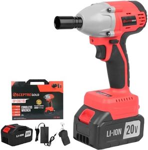 SCEPTRE SP-CW21B 21V Cordless Wrench 430NM High Torque Max. 2200 RPM Driver Set Impact Gun Kit with 2 20V Li-ion Batteries Charger and 1 Socket for DIY & Home (Pack of 1, Red)