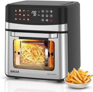 INALSA Air Fryer Oven|12L,1700W|Stainless Steel Body|12-in-1 Functions,Fry,Bake,Grill,Dehydrate&Reheat|12 Preset|Rotisserie&Convection|Dishwasher Safe Accessories|2Yr Warranty,2025Model AeroCrisp 12