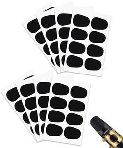 Uadbau 64Pcs 0.8mm Thick Saxophone and Clarinet Mouthpiece Cushion - Alto/Tenor Sax Mouthpiece Patches Pads Cushions - Oval Rubber Strong Adhesive for Beginners Musicians - Black