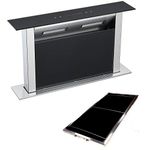 Cookology 60cm Downdraft Extractor Fan in Black Glass with Replacement Filters - 579.7 m³/h - Kitchen Island Cooker Hood - Touch Control Panel - Concealed in Worktop - Powerful Extraction Rate