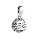 LSxAB I Love You To The Moon and Back Heart Love Charm for Mom Compatible with Pandora Bracelets