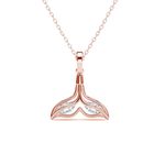 Clara 925 Sterling Silver Whale Tail Pendant Chain Necklace | Rose Gold Plated, Swiss Zirconia |Gift for Women and Girls