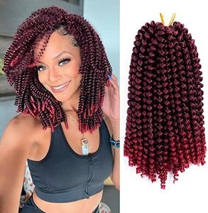 ROKTRESS Spring Twist Crochet Hair - 8 Inch 6 packs Braiding Ombre Colors Bob spring twist hair Low Temperature Synthetic Fiber Fluffy Hair Extensions (8 Inch,T-Bug)