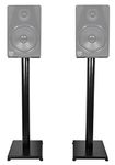 Rockville Pair RS29B 29" Steel Bookshelf Speaker and Studio Monitor Stands-Black V2